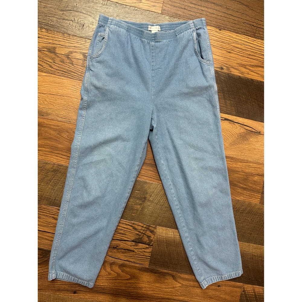 Napa Valley Womens Light Wash Denim Pull On Elastic Waist Pants Size 16 Casual
